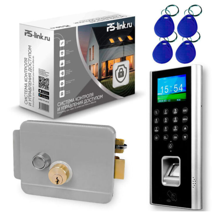 Система СКУД KIT-9700F-G сканер отпечатков, до 2000 ключей, EM-marine, в помещение, серый накладной замок