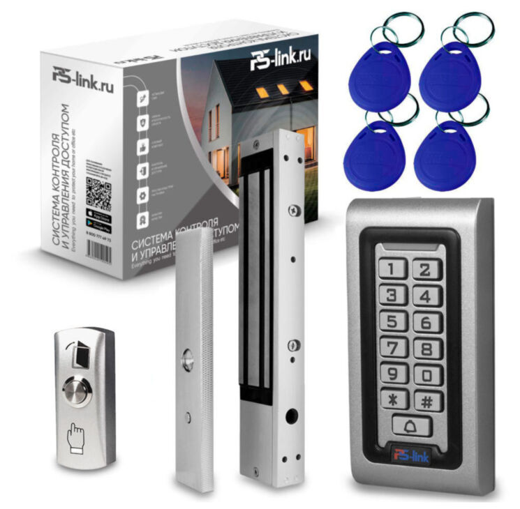 Система СКУД KIT-S601EM-WP-350LED электромагнитный замок 350 кг, панель металлическая, всепогодная