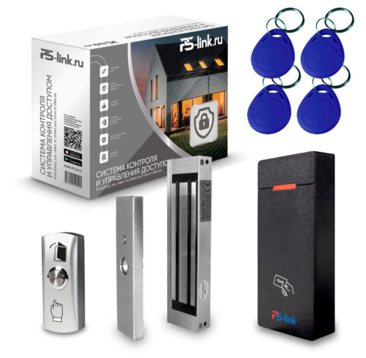 Система СКУД KIT-M010EM-WP-180 на 1 дверь, электромагнитный НО замок 180 кг, контроллер 10000 карт, EM-Marine 125 кГц