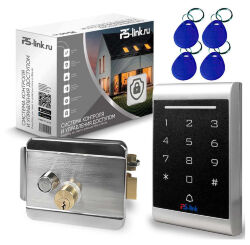 Система СКУД  KIT-1203EM-SS на 1 дверь, панель со считывателем RFID 125кГц EM-Marine, замок никелеровка, НЗ тип