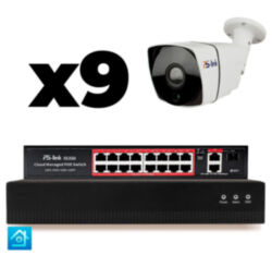 Комплект видеонаблюдения IP 2Мп  KIT-C209IP-PL 9 камер для улицы, программный датчик движения, удаленный доступ, ночное видение, умный коммутатор