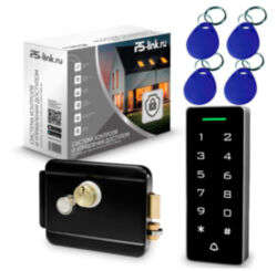 Система СКУД  KIT-T1202EM-WP-W-B черный замок тип НЗ, сенсорная панель, RFID 125кГц, WIFI модуль, приложение